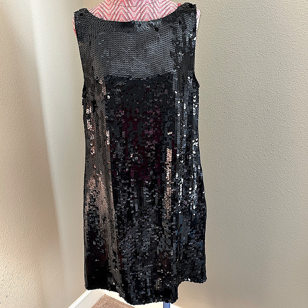 Black sequin shift dress